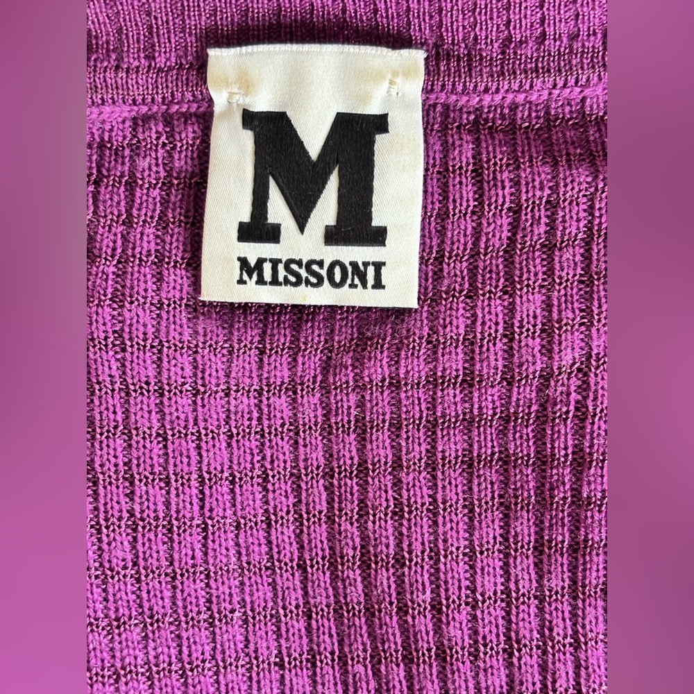 Missoni Purple Merino Wool Fit & Flare Belted V-Neck Dress (Size S M) - Picture 7 of 9